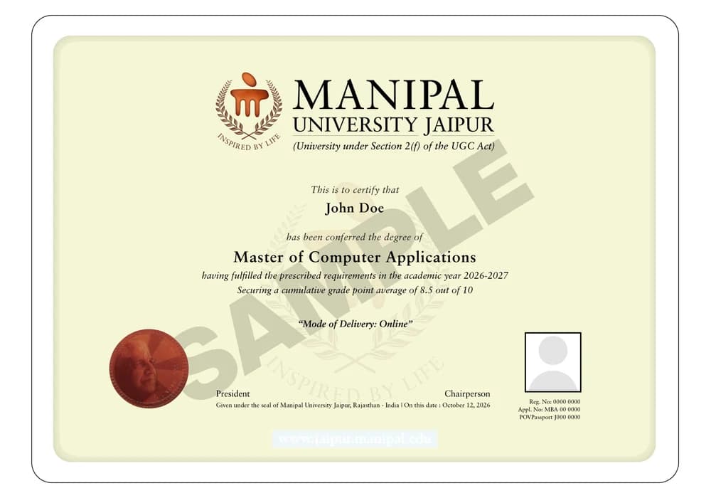 Online MCA sample degree certificate